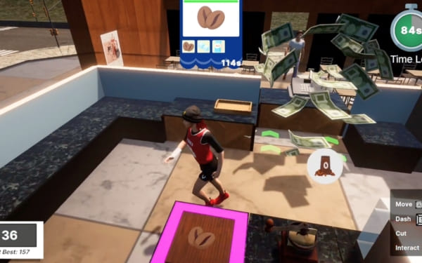 Barista Challenge: Overcooked-style cafe, orders queue, skill progression